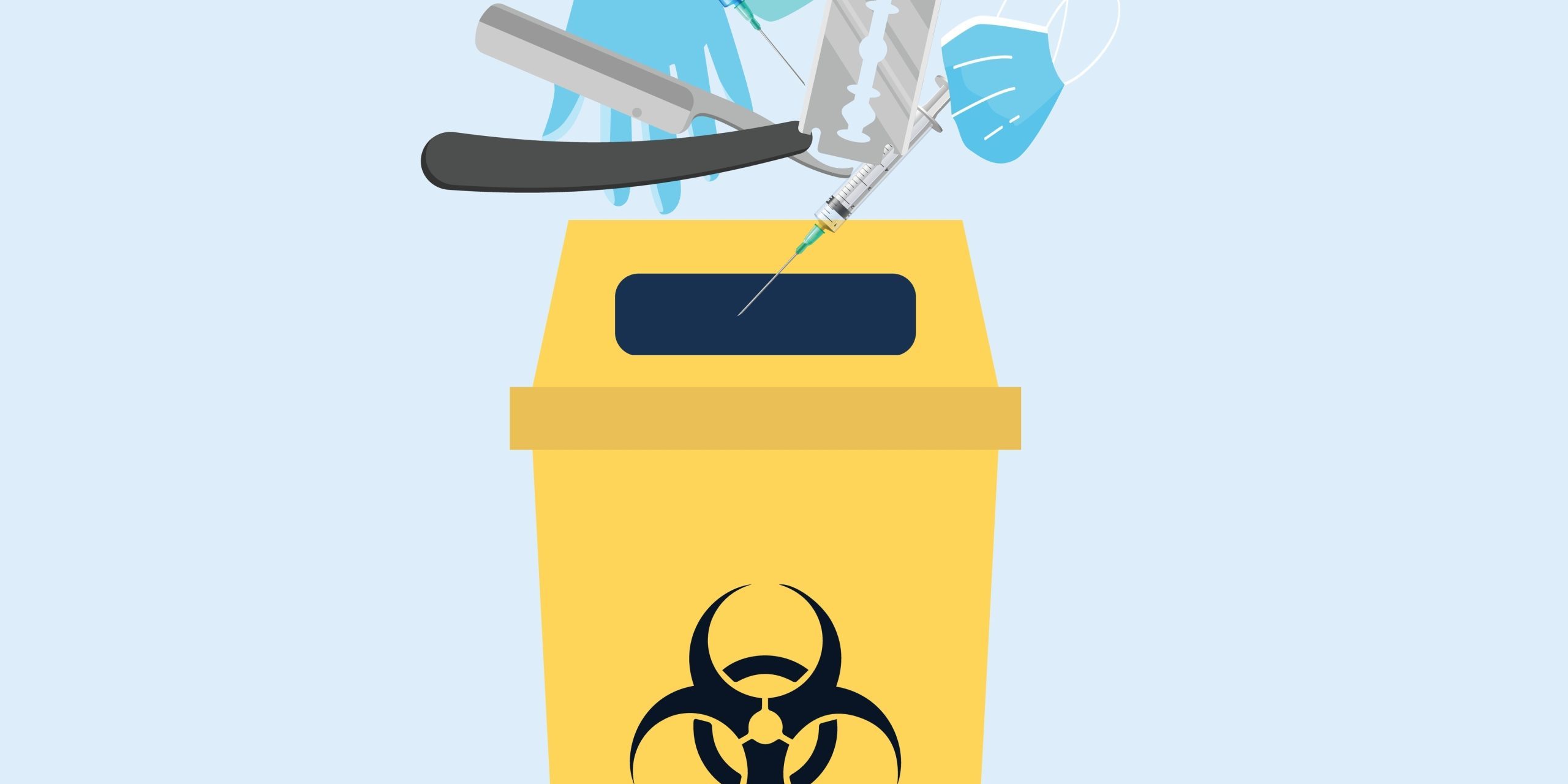 Clinical,Waste,And,Sharps,Disposal,In,Dustbin,,Dangerous,Medical,Products,